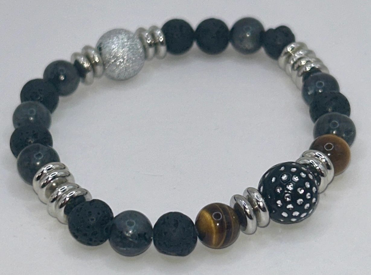 Tiger's Eye & Black Lava Bracelet